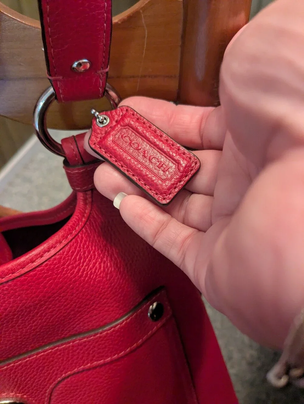 COACH Red Pebble Leather Purse w/Adjustable Shoulder Strap, Vintage, EUC!!!